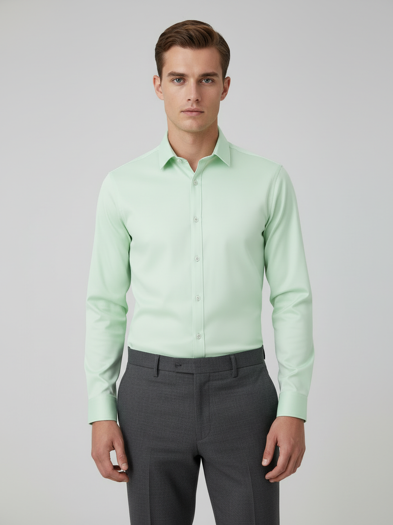 Rawgear 4 Side Lycra Slim Fit Long Sleeve Casual Shirt For Men-Light Mint-RG14