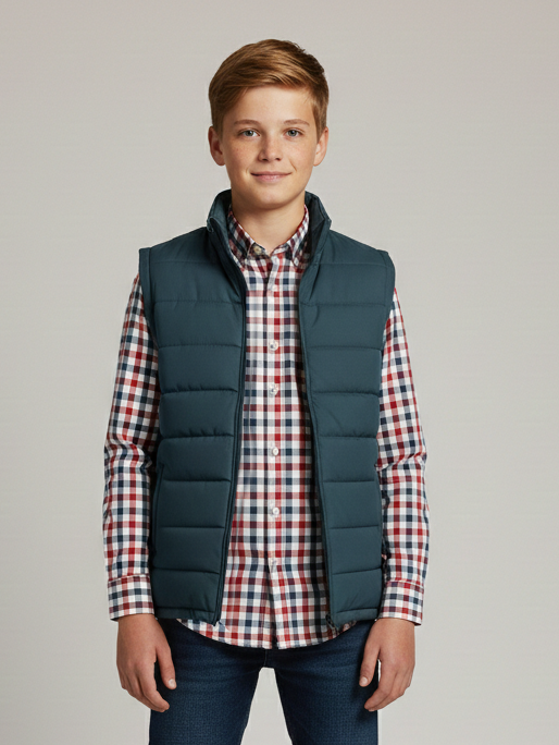 Payper Winter Sleeveless Zipper Mockneck Jacket For Kids-Steel Grey-PSJ11