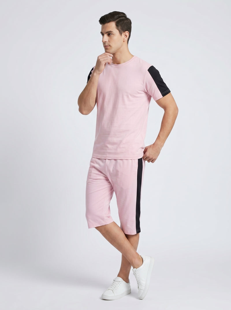 Summer Co Ord Set For Men-Pink-BE3082