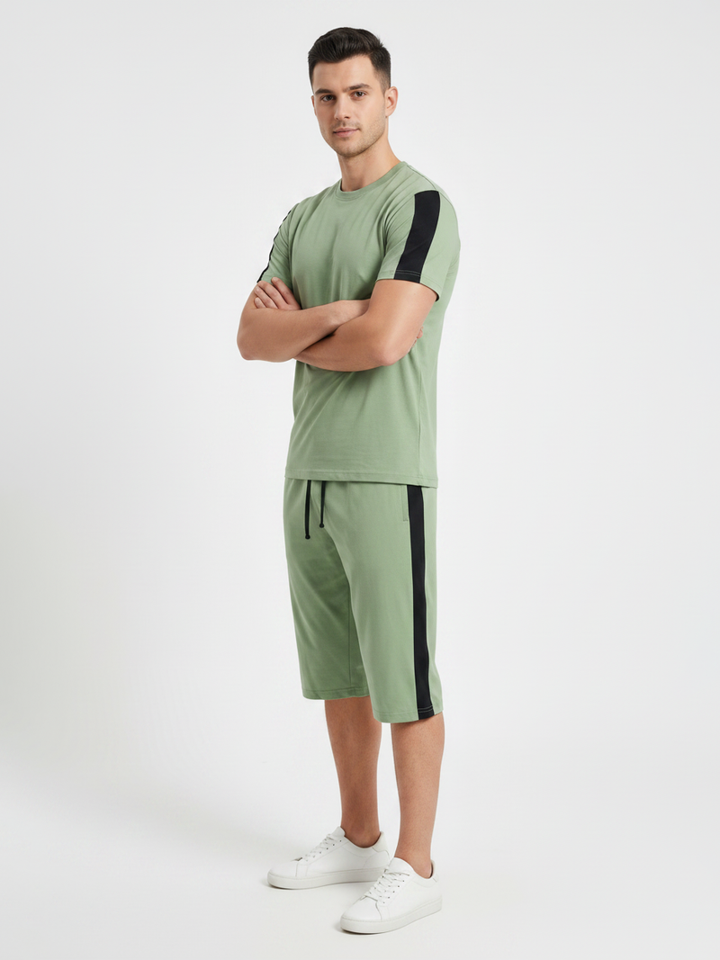Summer Co Ord Set For Men-Lime Green-BE9699