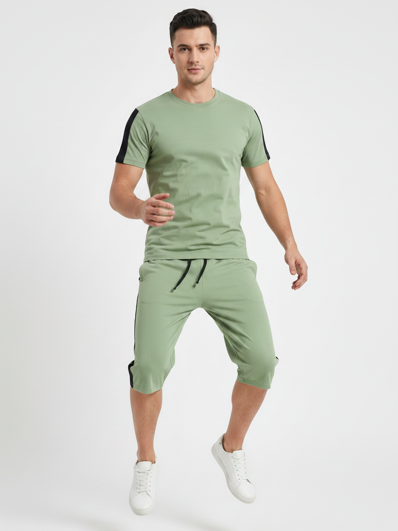 Summer Co Ord Set For Men-Lime Green-BE9699