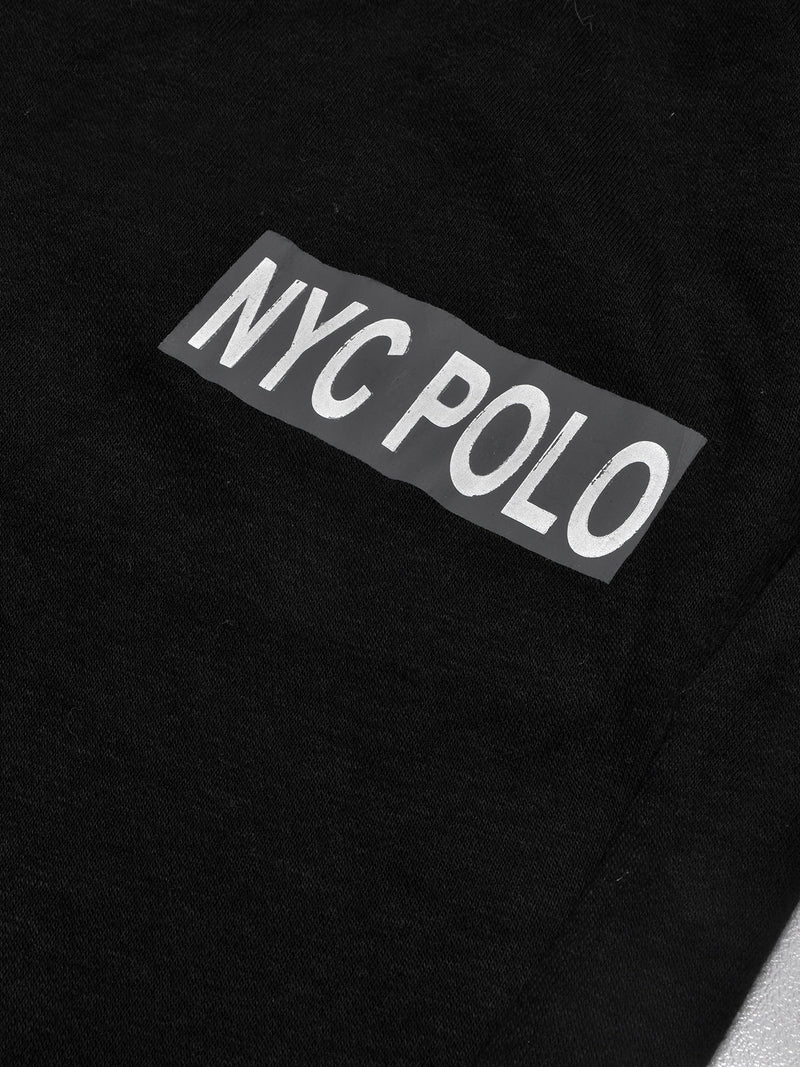Nyc Polo Gathering Fit Fleece Jogger Trouser For Men-Black with Red Panel-SP1025/RT2184