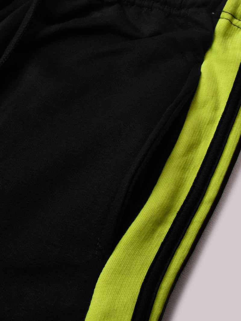 Louis Vicaci Fleece Zipper Tracksuit For Ladies-Black with Parrot Stripe-BR368