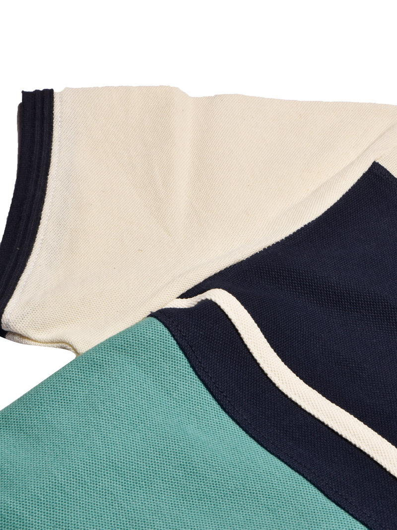 LV Summer Polo Shirt For Men-Aqua Green with Off White & Navy-SP1576/RT2377