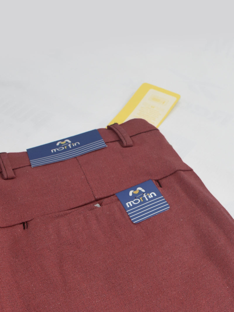 Morfin Slim Fit Cotton Chino Pent For Men-Carrot Red Melange-RT1811
