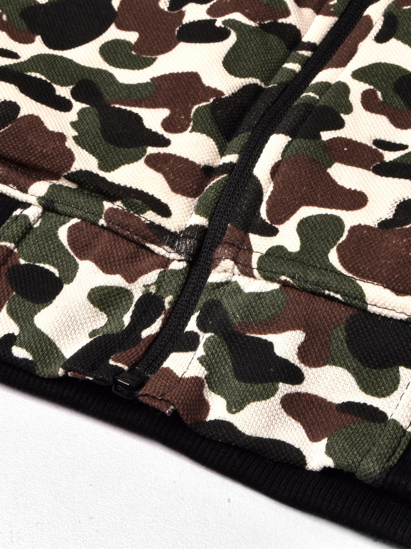Louis Vicaci Fur Zipper Mock Neck Jacket For Men-Camouflage-SP175/RT2107