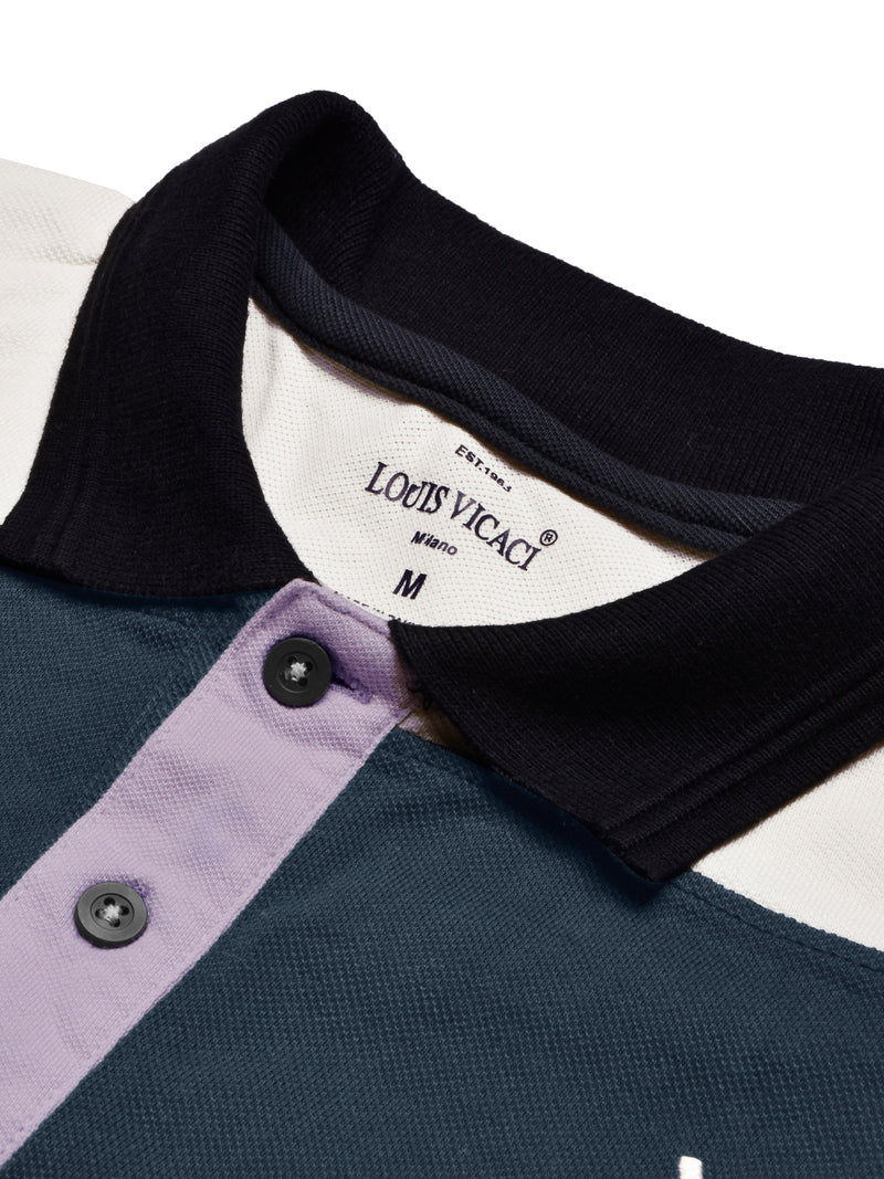 LV Summer Polo Shirt For Men-purple with Light Navy & Off White-SP1585/RT2380