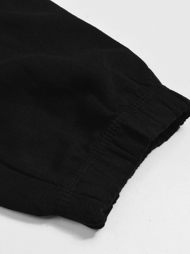 NYC Polo Fleece Gathering Bottom Capri For Ladies-Black-SP1999