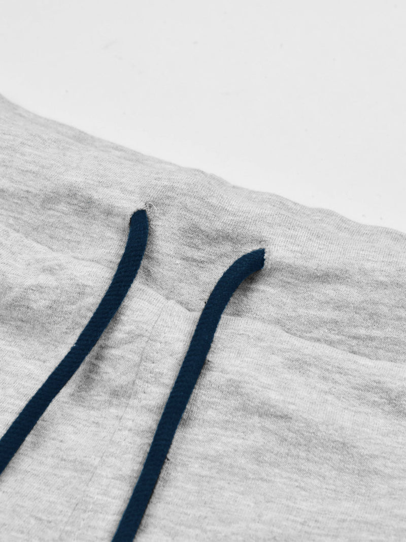 Summer Jersey Terry Slim Fit Short For Kids-Grey Melange with Navy Stripes-RT2474
