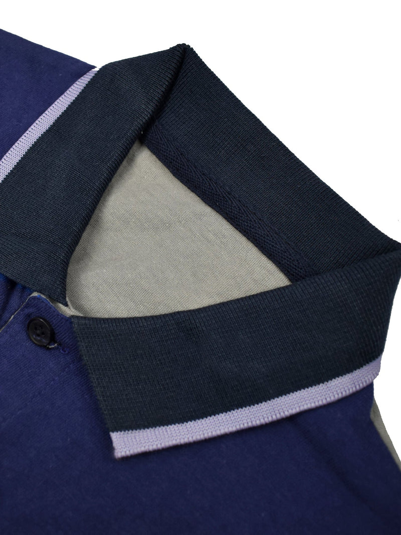 Champion Single Jersey Polo Shirt For Kids-Grey Cyan & Blue-SP1704/RT2414