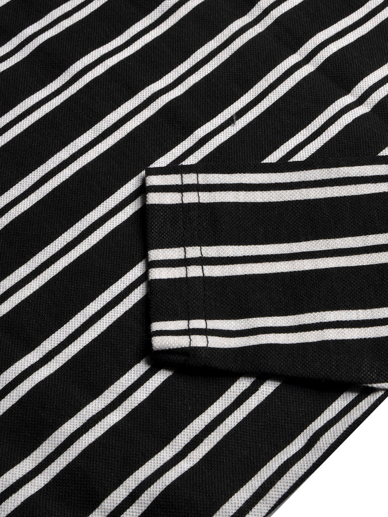 LV Crew Neck Long Sleeve Thermal Tee Shirt For Kids-Black & White Lining-BE974/BR13221