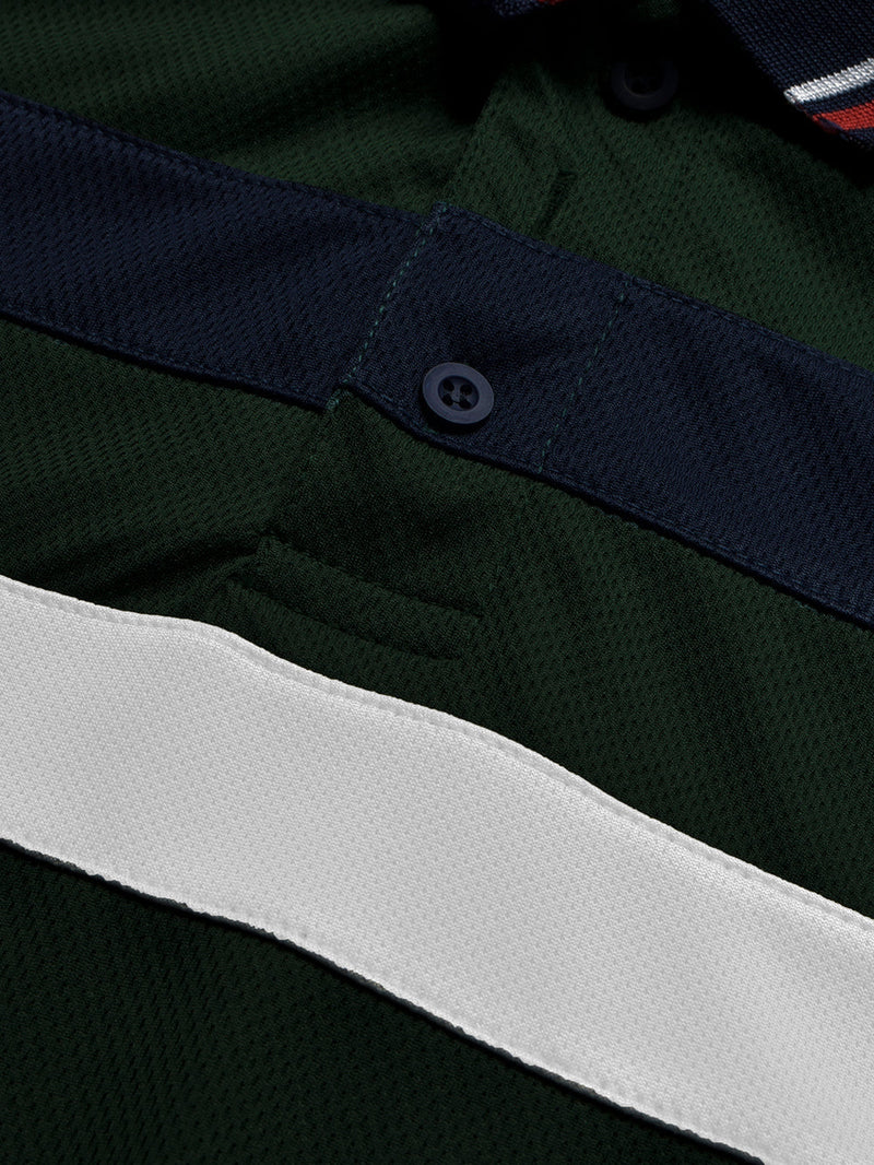 LV Summer Dry Fit Polo Shirt For Men-Dark Green with Stripe-BE1563/BR13779