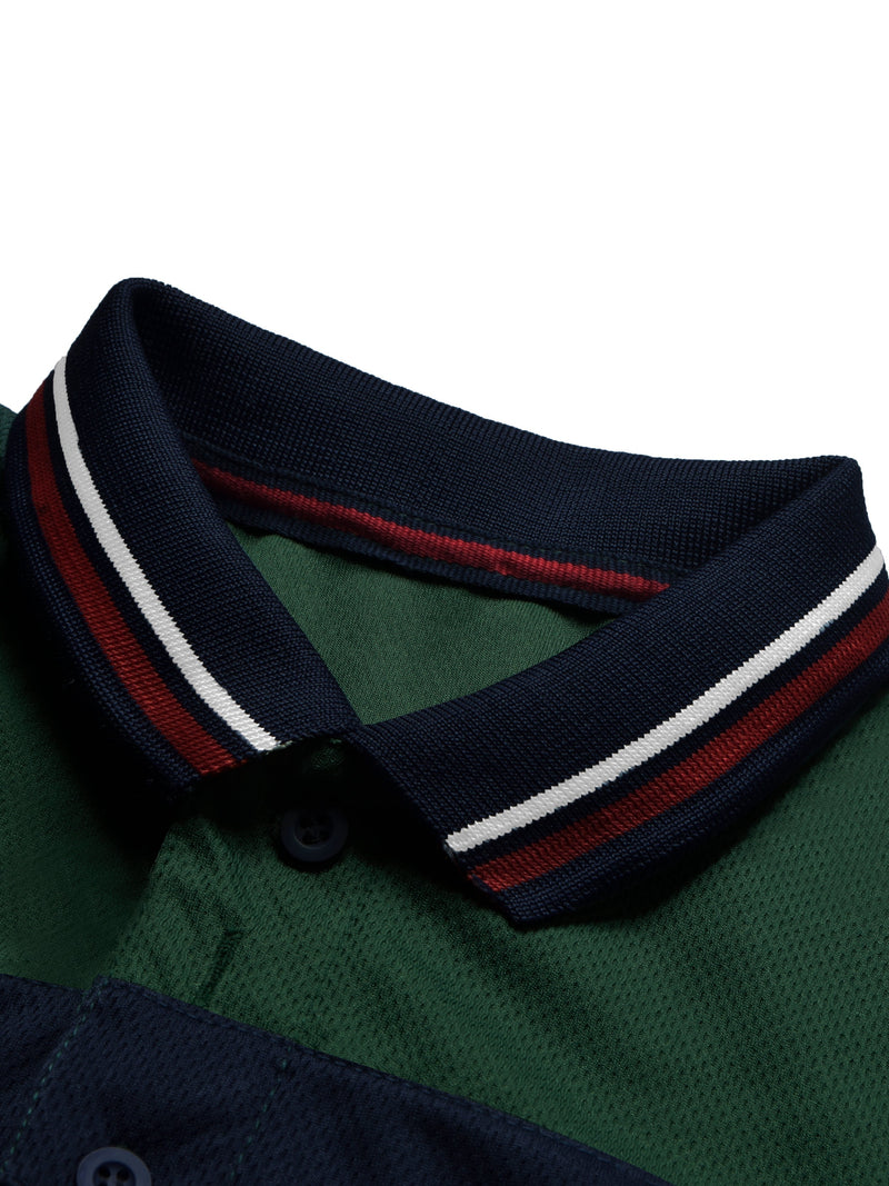 LV Summer Dry Fit Polo Shirt For Men-Green with Stripe-BE1564/BR13780