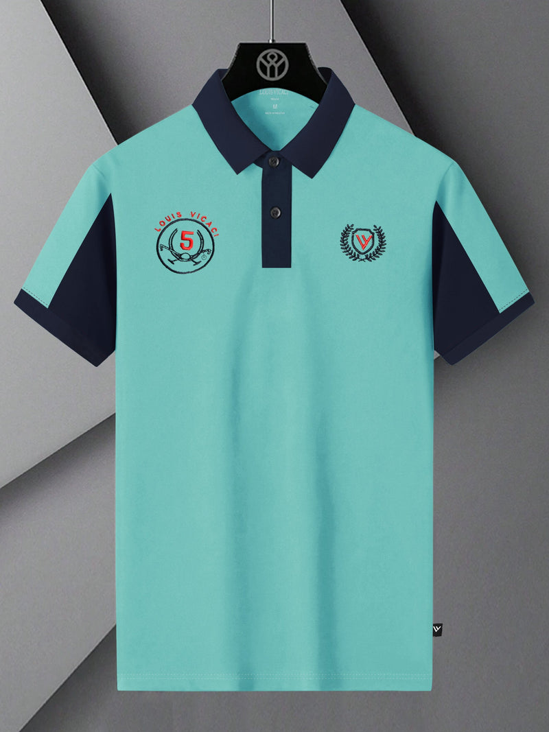 LV Summer Polo Shirt For Men-Light Sky & Dark Navy-BE849