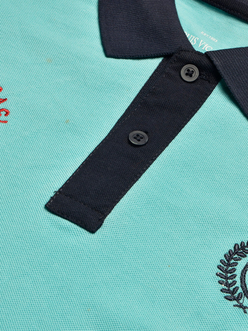 LV Summer Polo Shirt For Men-Light Sky & Dark Navy-BE849