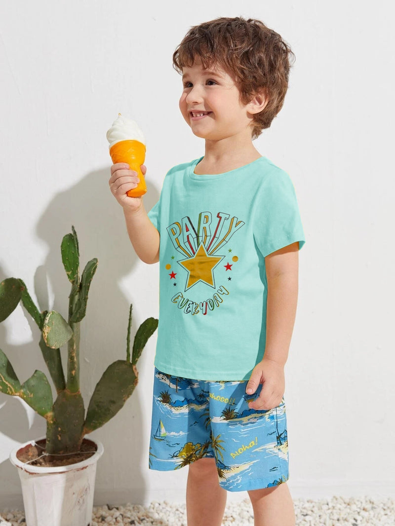 Louis Vicaci Single Jersey Tee Shirt For Kids-Light Cyan-BE1181/BR13422