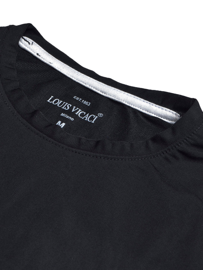 Louis Vicaci Summer Lycra T Shirt For Men-Black-BE1318/BR13561