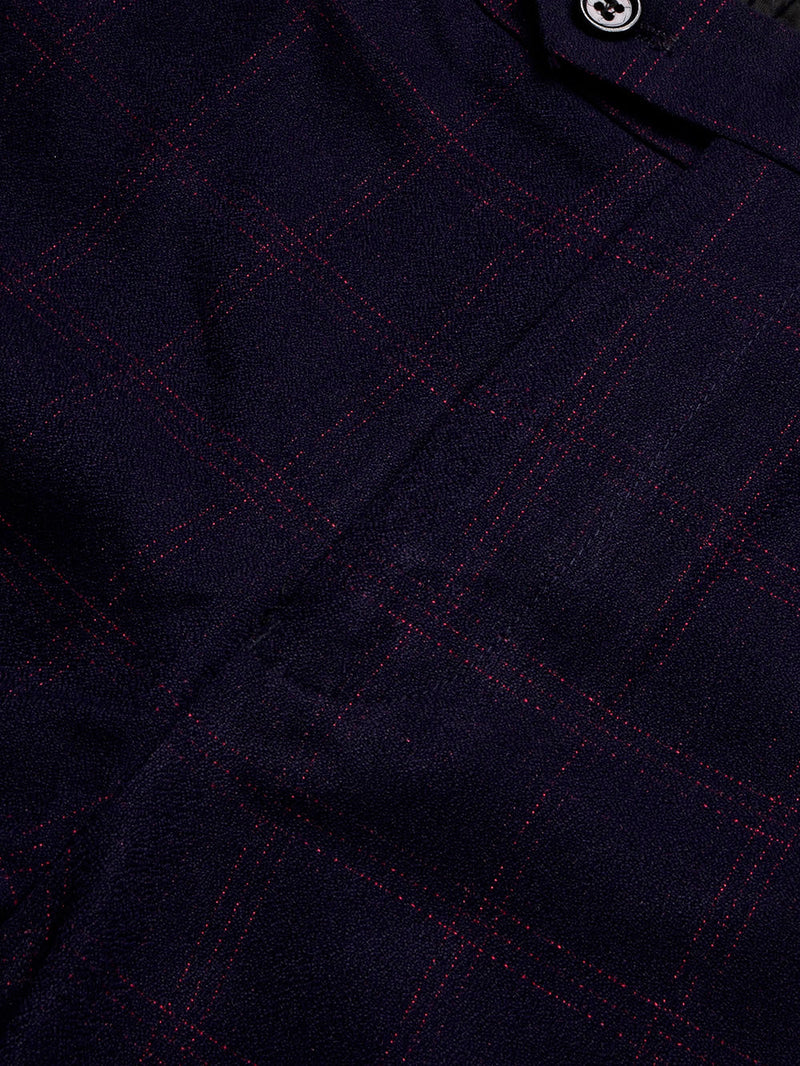 Louis Vicaci Slim Fit Dress Pent For Men-Dark Blue with Check-BE790/BR13037