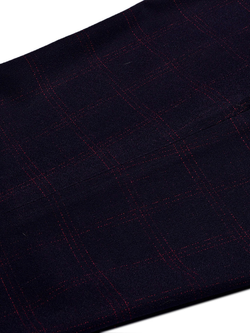 Louis Vicaci Slim Fit Dress Pent For Men-Dark Blue with Check-BE790/BR13037