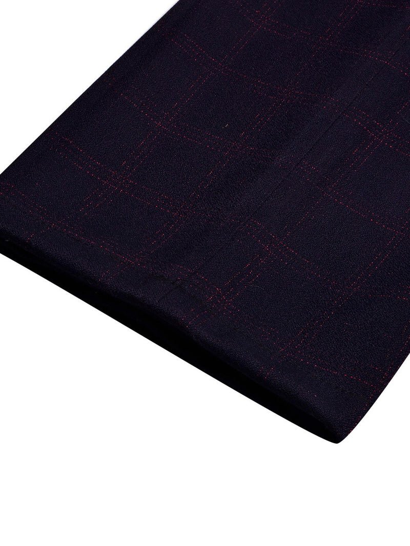 Louis Vicaci Slim Fit Dress Pent For Men-Dark Blue with Check-BE790/BR13037
