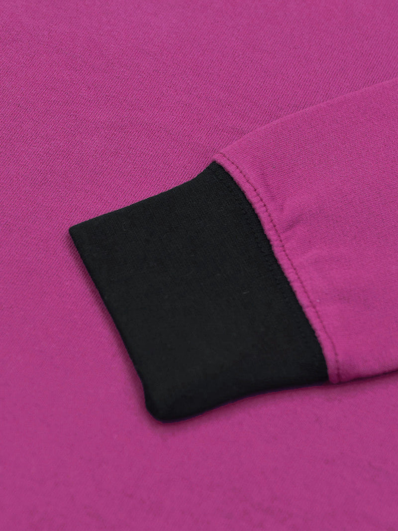 NK Fleece Funky Style Sweatshirt For Men-Magenta with Black-BE2502