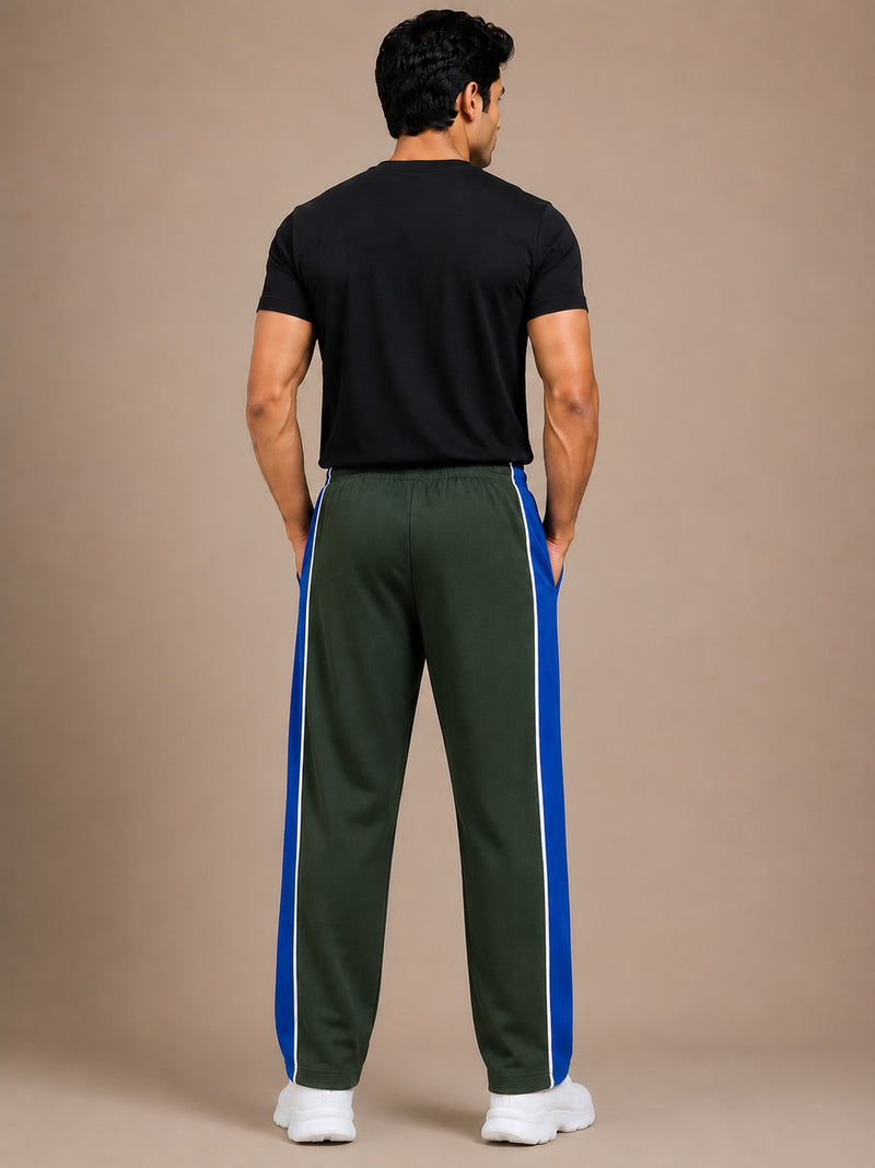 Stylish Regular Fit Summer Trouser For Men-Olive With Navy & White Stripers-A12