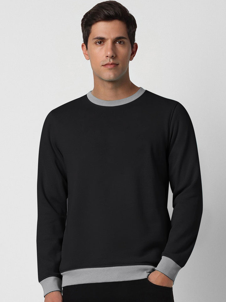 Upgrade Fashion Fleece Funky Style Sweatshirt For Men-Rosy Black & Grey-NS112
